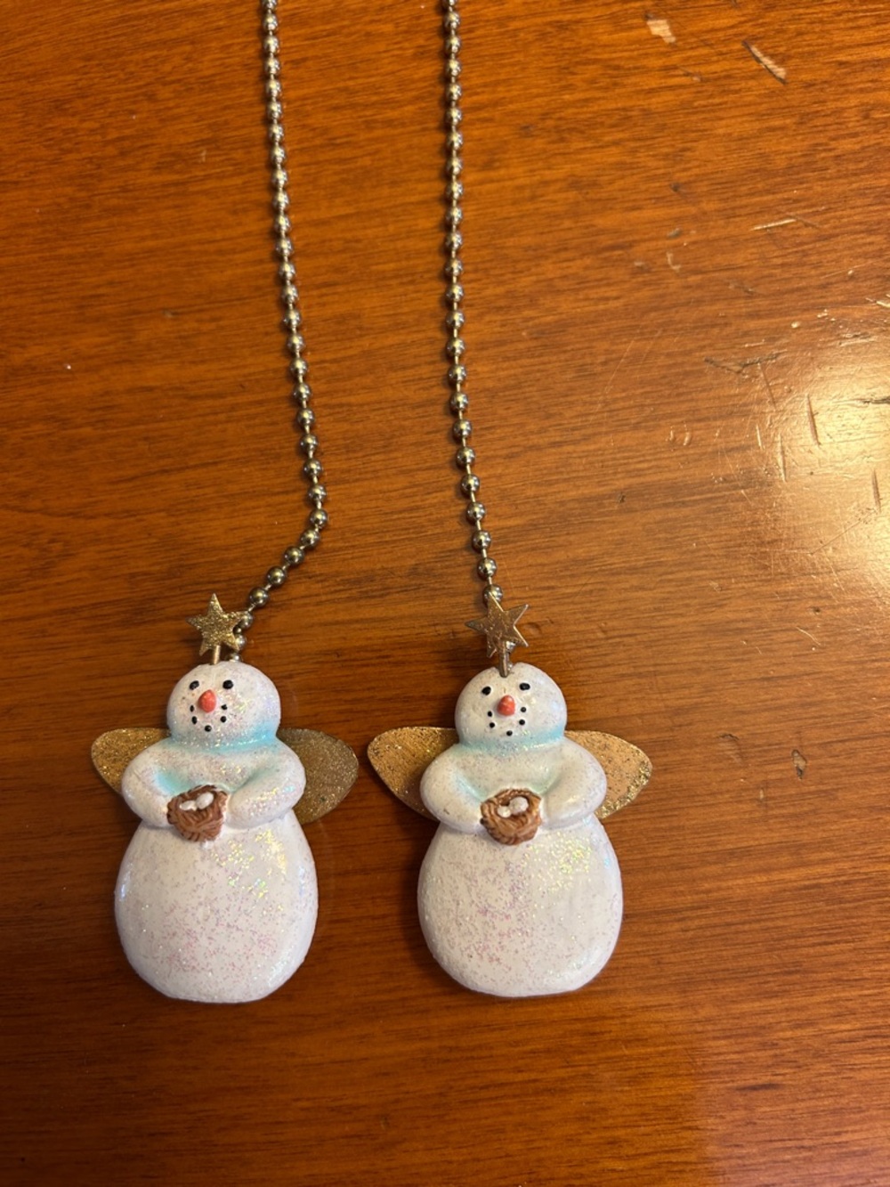 Fan pulls for Christmas Snow men with wings